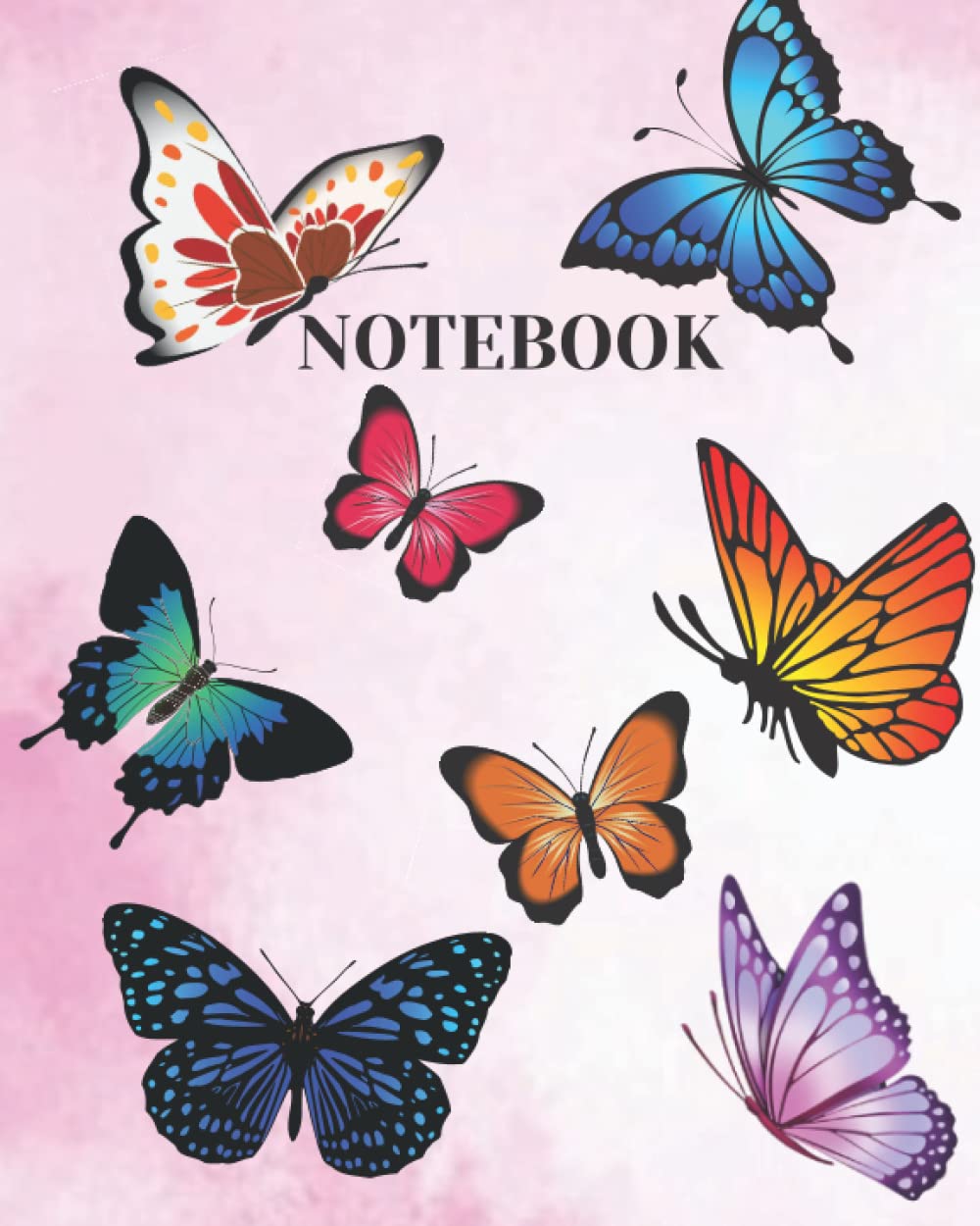 Pink Butterfly NoteBook: Pink Butterfly Notebook 200college Pages 8"x10"