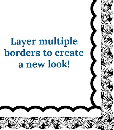 Miniatura 7 de Schoolgirl Style Simply Boho Bordes bohemios festoneados en negro con hojas blancas para tablero de anuncios, tablero blanco, tablero de corcho y