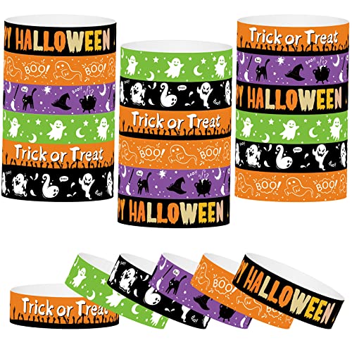 ASTARON 600 Pièces Bracelets Halloween 3/4 Pouces Bracelets en Papier Thème Halloween pour Maison Hantée Fête Fantôme Fournitures, 6 Modèles Cover