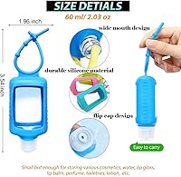 Vista 3 de Paquete de 4 botellas transparentes de plástico de tamaño viaje con funda de silicona rellenables, recipientes vacíos para apretar, a prueba