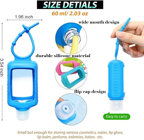 Miniatura 3 de Paquete de 4 botellas transparentes de plástico de tamaño viaje con funda de silicona rellenables, recipientes vacíos para apretar, a prueba de