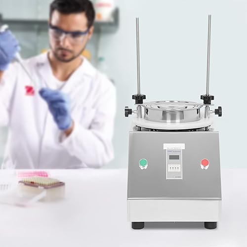 Miniatura 2 de Coctelera de tamiz de laboratorio, máquina agitadora eléctrica de tamiz vibratorio de 125 W con cuerpo de acero inoxidable 304, capacidad de tamices