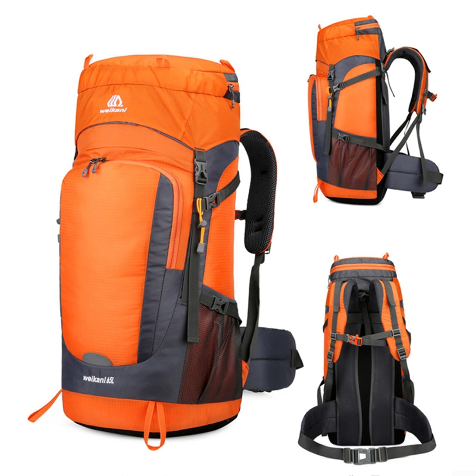 Zaino da trekking da 65 litri con copertura antipioggia, zaino in nylon impermeabile, per campeggio, trekking, viaggi, zaino in rete traspirante, per uomini e donne e sport all'aria aperta