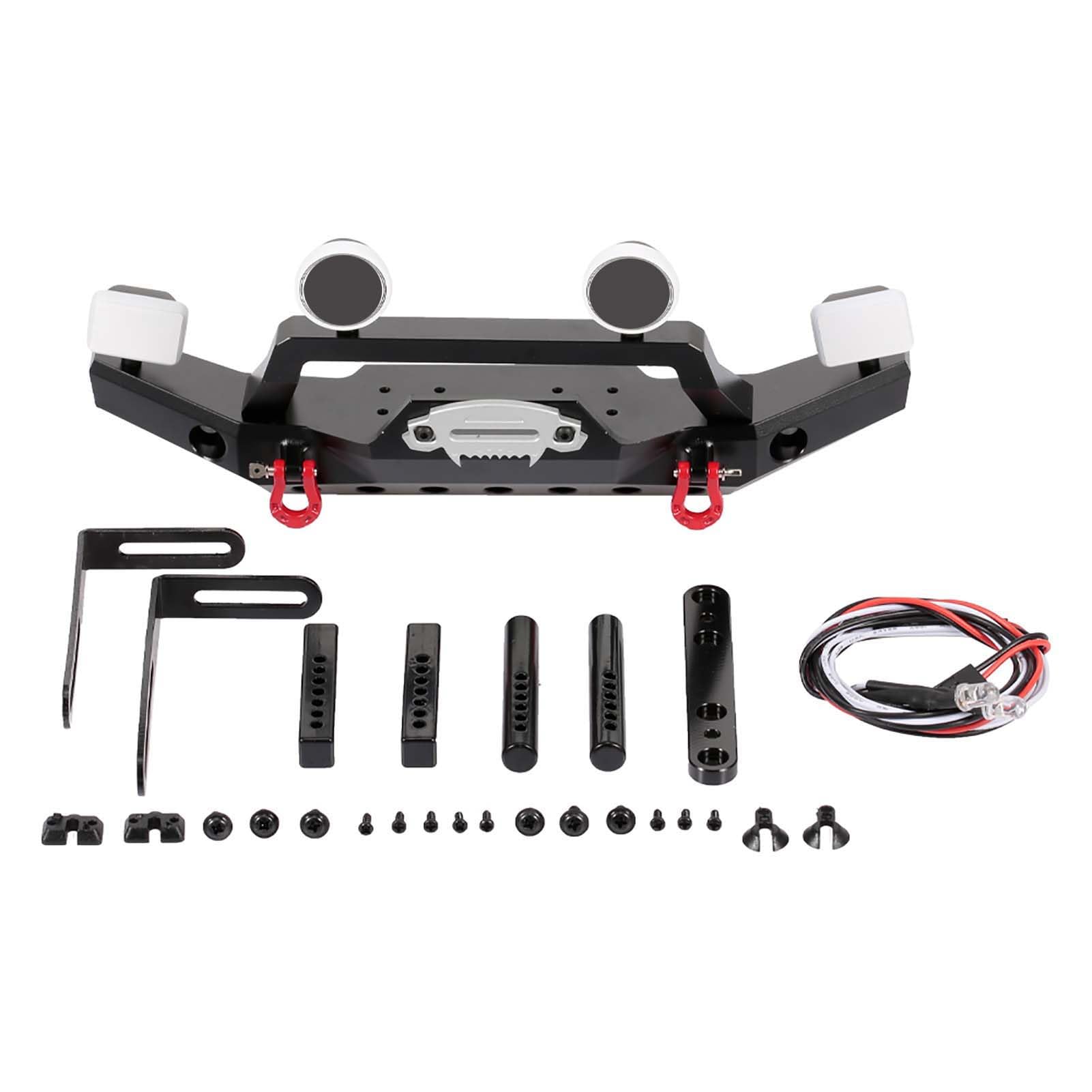 4 metalowy zderzak przedni z 2 lampkami LED do 1/10 RC Crawler Sport 82024 (czarny)