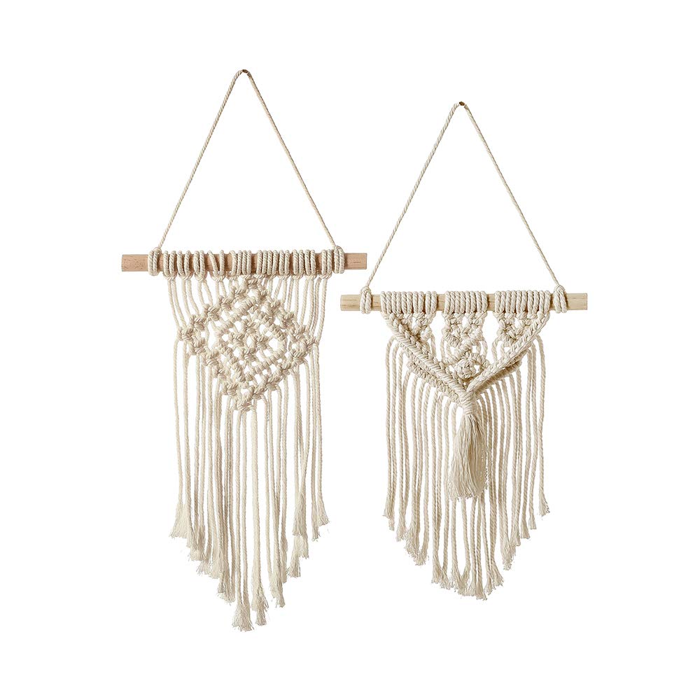 ShengHua Macrame Wall Hanging Chic Boho Wall Decor for Bedroom Living Room Home, Woven Tapestry Beautiful Apartment Decor for Women(2PCS) (Small)