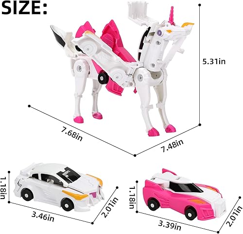 Miniatura 2 de Juguetes de robot de coche transformador de unicornio, juego de autos de carreras transformables, juguetes de coche de colisión para niños y niñas