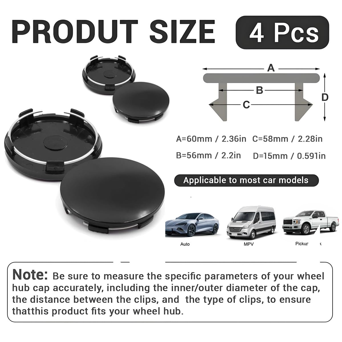Jetstream 4 Pièces Cache Moyeu 60mm, Enjoliveurs Centre de Roue de Voiture, Les Accessoires de Roue sont Utilisés pour Les Jantes de Voiture - 3