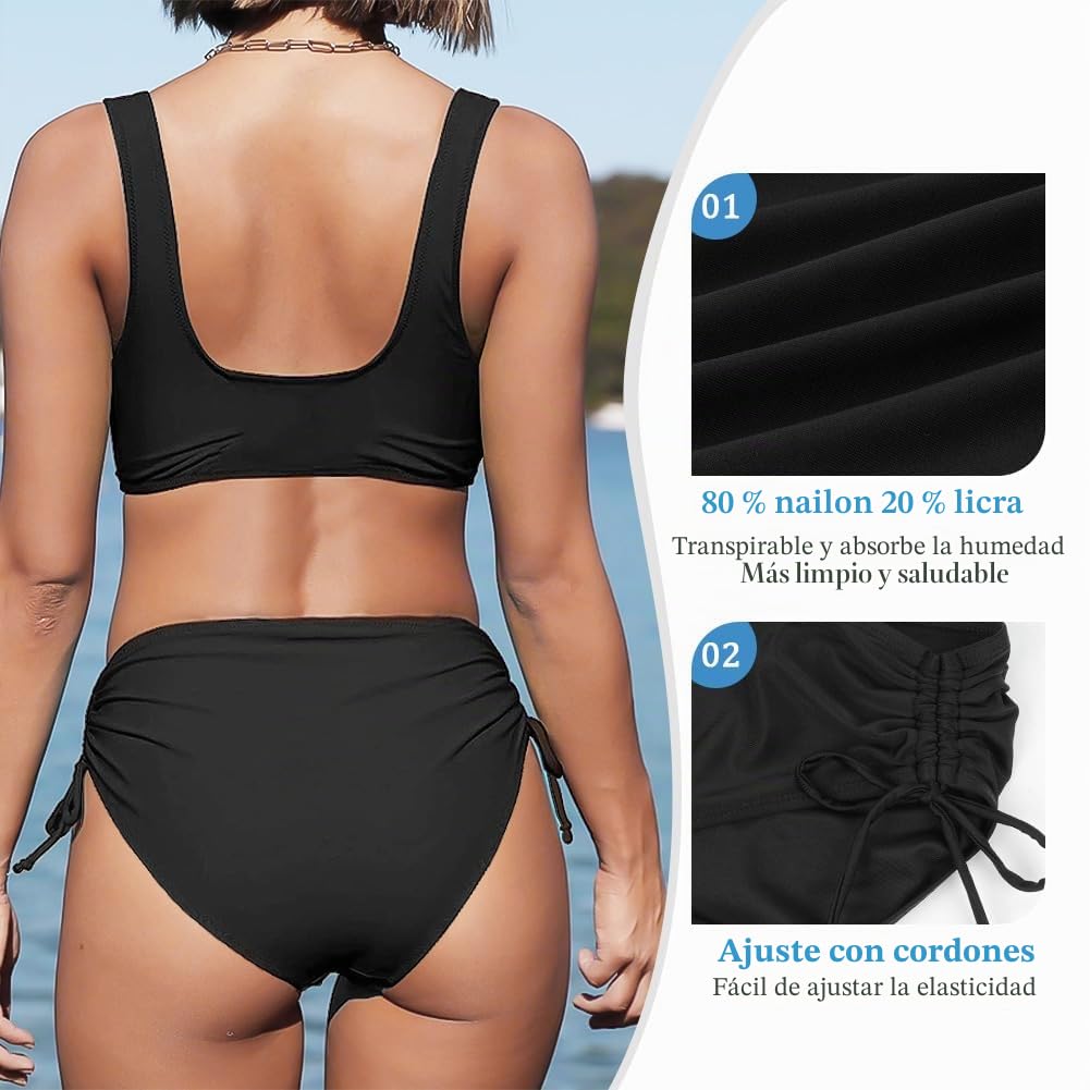 Flintronic Braguita de Bikini con Cordón Ajustable para Mujer, Pantalones de Natación de Cintura Baja