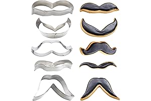 KALAIEN Cookie Cutters, 5 Pieces Man Mustache Cutters Set