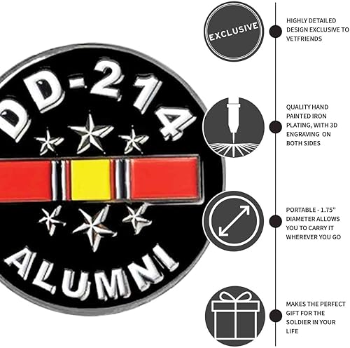 Miniatura 7 de Moneda de desafío para veteranos estadounidenses con DD-214 y cinta de servicio nacional con licencia militar, productos patrióticos, regalos para