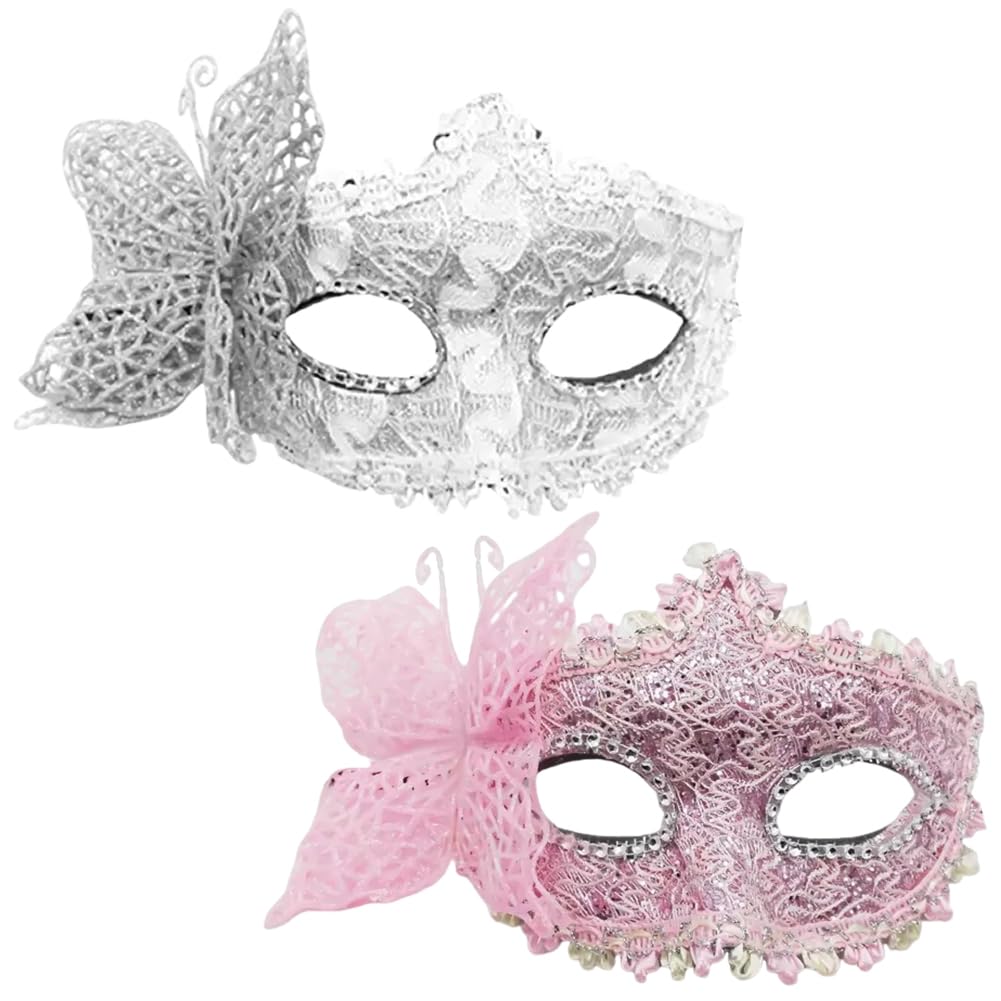 Spiritzohic Couple Masquerade Masks Set,Venetian Mask for Lace Masque Costume Mask Party Prom Ball Mardi Gras,Costumes Lace Eye Masks for Party Carnival 2pcs(C)