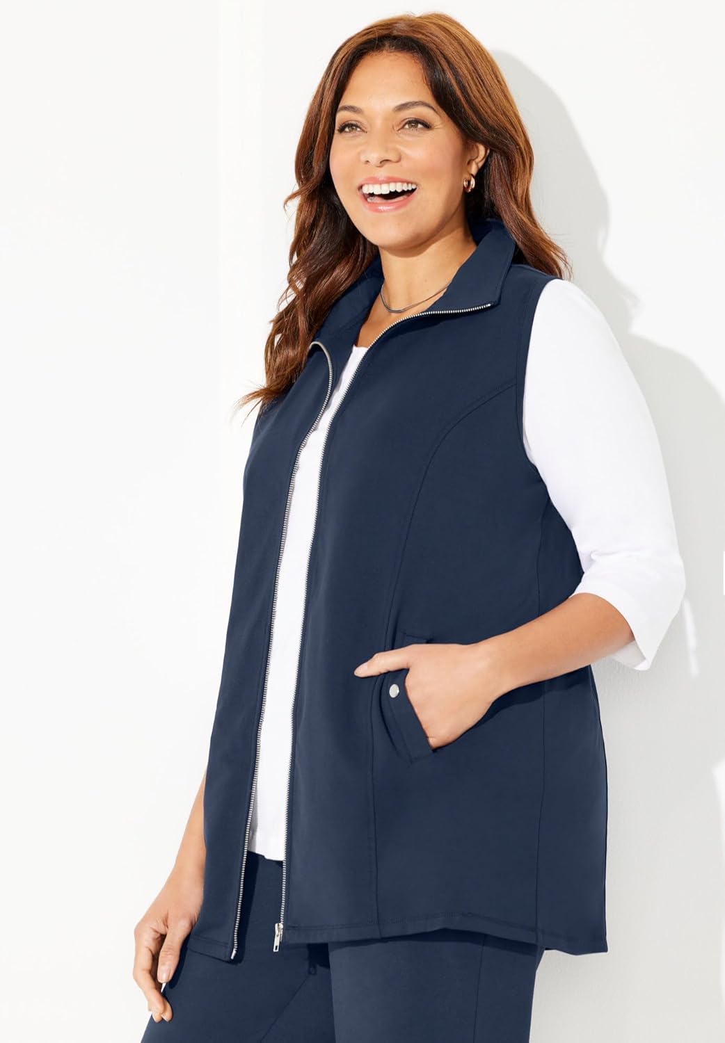 Catherines Women's Plus Size Suprema Studio Zip Front Vest