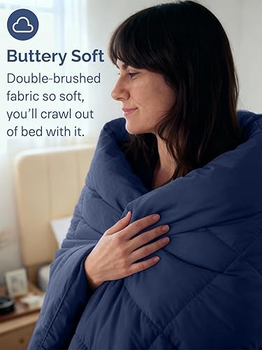 Miniatura 4 de CGK Unlimited - Edredón mullido, Poliéster & Mezcla de poliéster, Azul marino, Completo