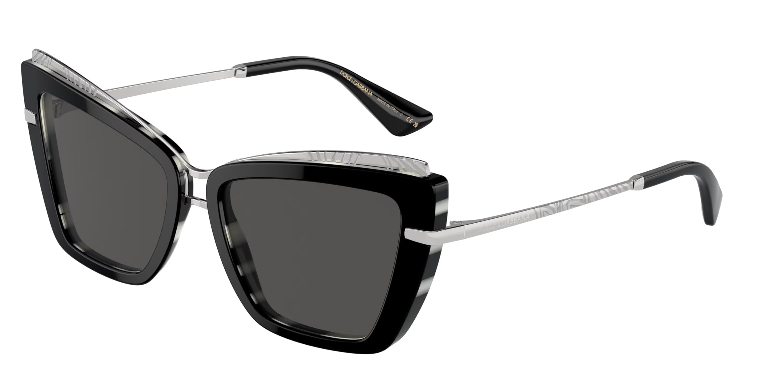 Dolce Gabbana DG4472 337287 54MM Black on Zebra Dark Grey Cateye Sunglasses for Women Bundle with Accessory Eyewear