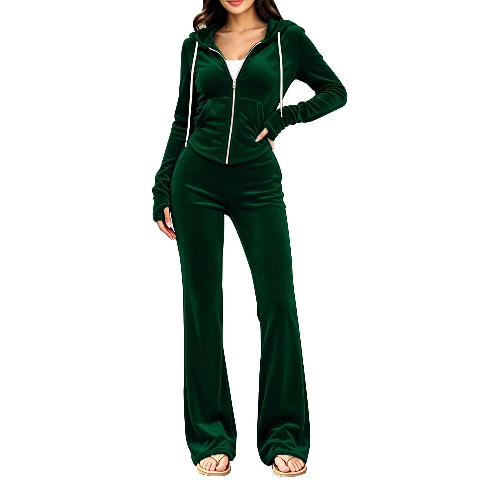Chándal para mujer con capucha, elegante terciopelo