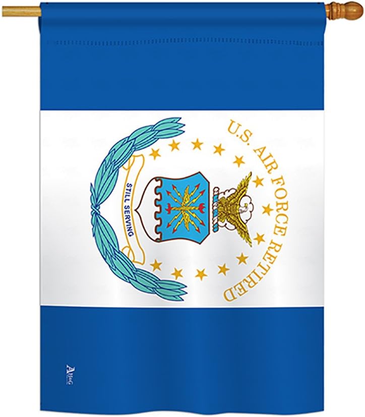 Retired Air Force Garden House Flags Set Armed Forces USAF United State American Military Veteran Retire Official Small Decorative Gift Yard Banner Double-Sided Made In USA 28 X 40