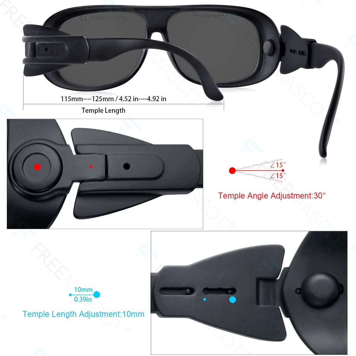 FREEMASCOT Professionelle OD 4+ 10600nm Laser Schutzbrille für CO2 Laserschneidmaschine