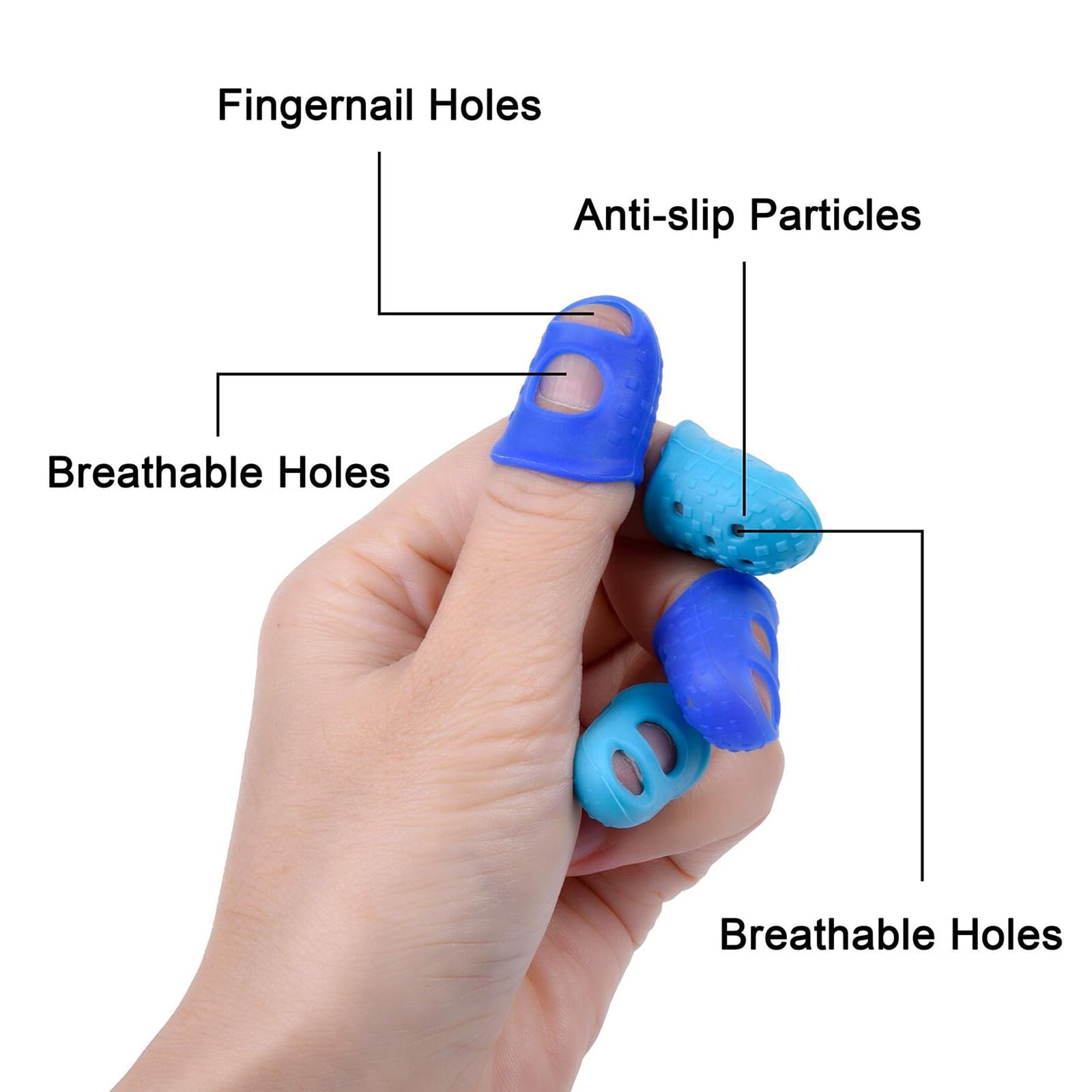 16 Pcs Finger Tips 4 Sizes Silicone Finger Thimbles, Finger Protector Pads Cover Fingertip Grips for Sewing Knitting - Image 2