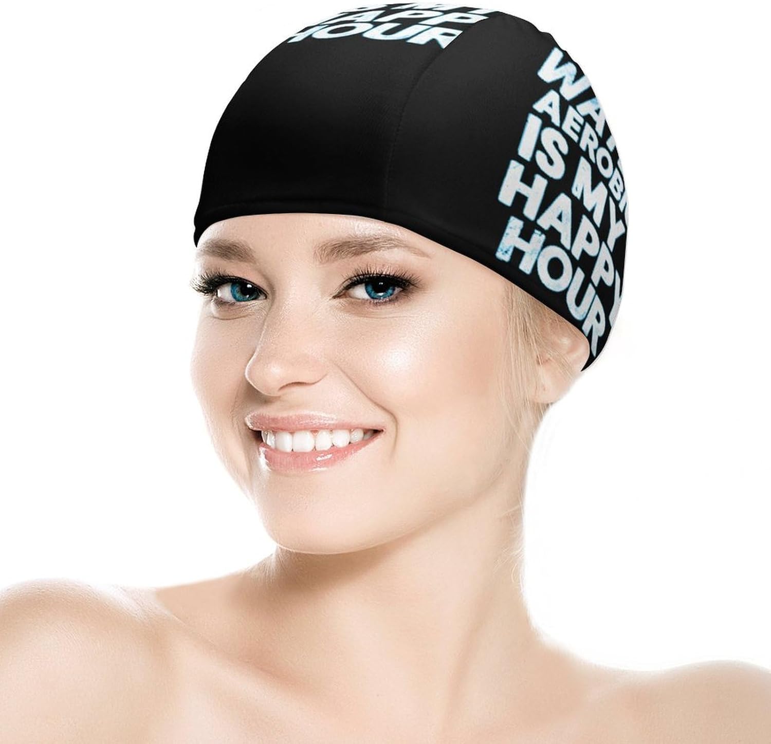 Water Aerobics is My Happy Hour Womens Swim Cap for Men Adult Swimming Hat Curly Short Medium Long Hair