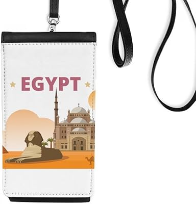 City Pyrad Sphinx Egypt Phone Wallet Purse Hanging Mobile Pouch Black Pocket