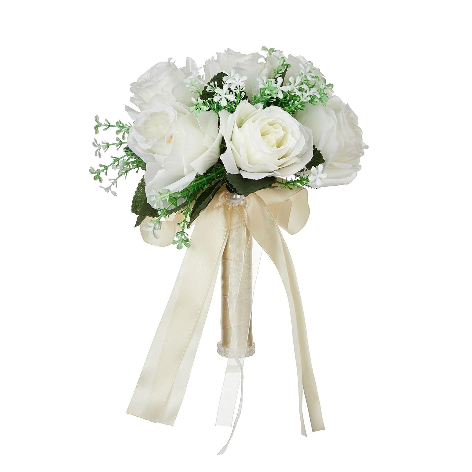 Woedpez Artificial Rose Wedding Bouquet Modern Flower Bunch Party Flowers Cluster for Wedding Celebration Bridesmaids Bouquet