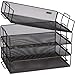 Stackable Paper Tray Desk Organizer, 4-Tier Metal Mesh Letter Organizers for Business, Home, School, or Store Use, Organizes Files, Folders, Letters, Paper, Binders, Multi-Functional Desktop Storage