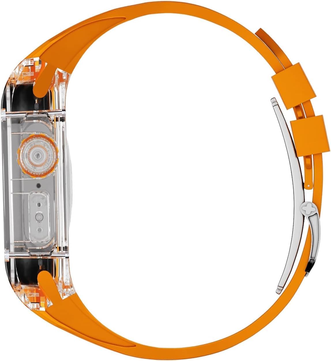 49mm Luxury Transparent Crystal Case Rubber Watch Band DIY Modification Kit，For Apple Watch Ultra 8 Series Watch Replacement Accessories