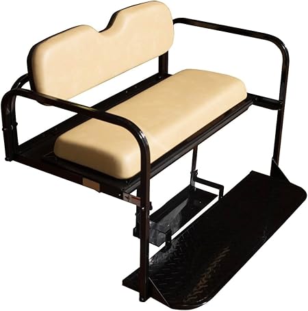 EZGO TXT Golf Cart Rear Flip Folding Back Seat Kit, 1995 and Up - Factory Tan Cushions