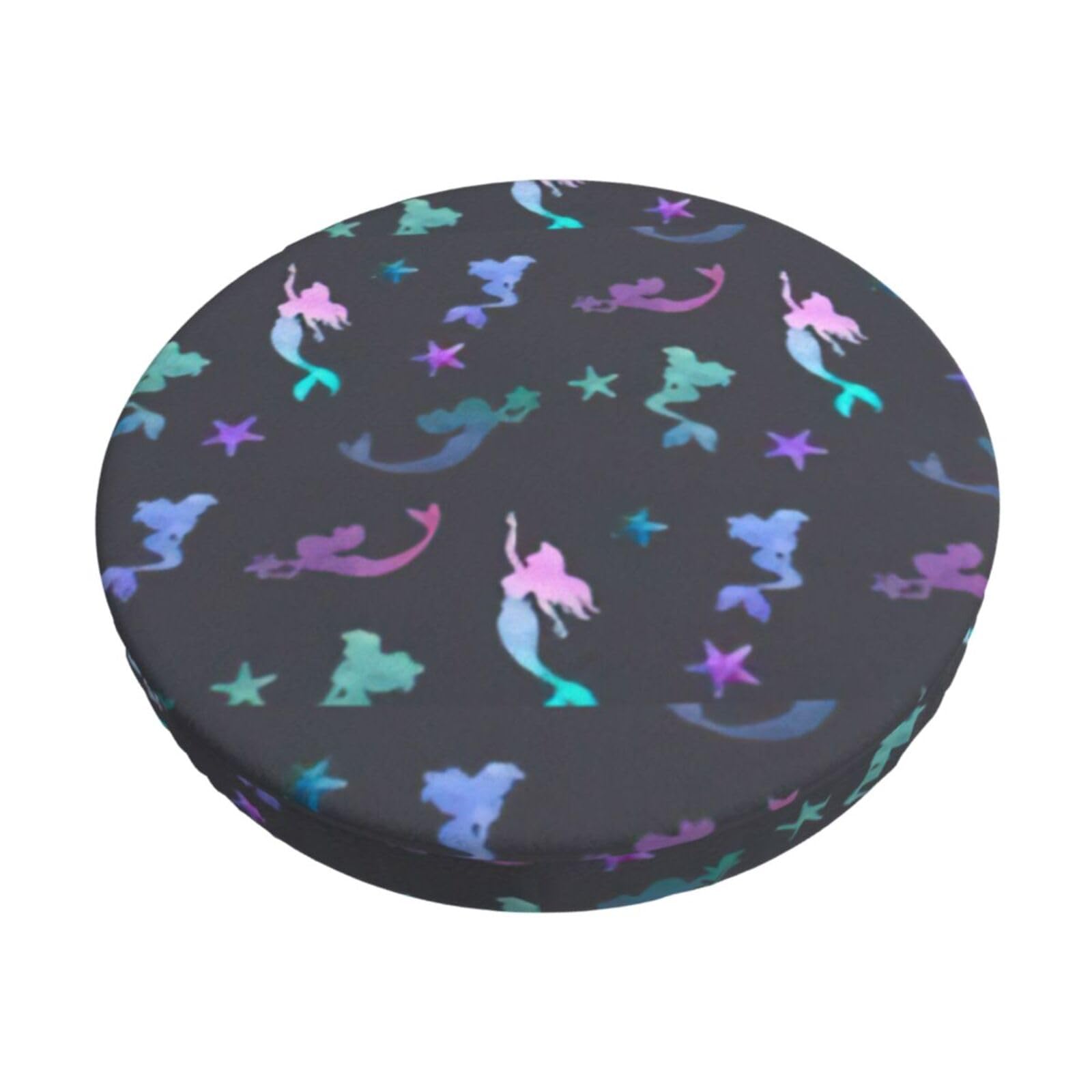 ACVnbm Colored Beautiful Mermaid Print Round Bar Chair Cushion Cover, Elastic Chair Protector For Kitchen Bar Dining