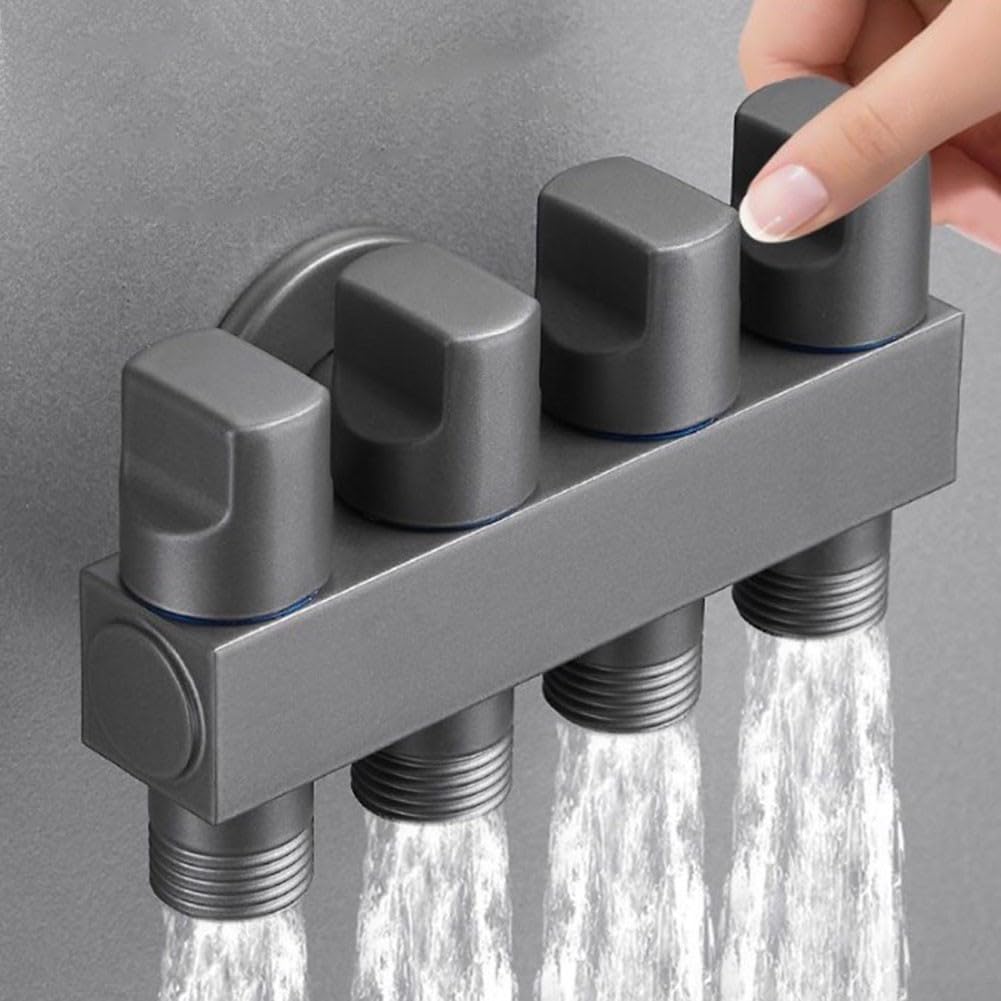 Eckventil aus Messing mit vier Ausgängen, perfekt für effiziente Wasserverteilung im Haushalt (Silber)