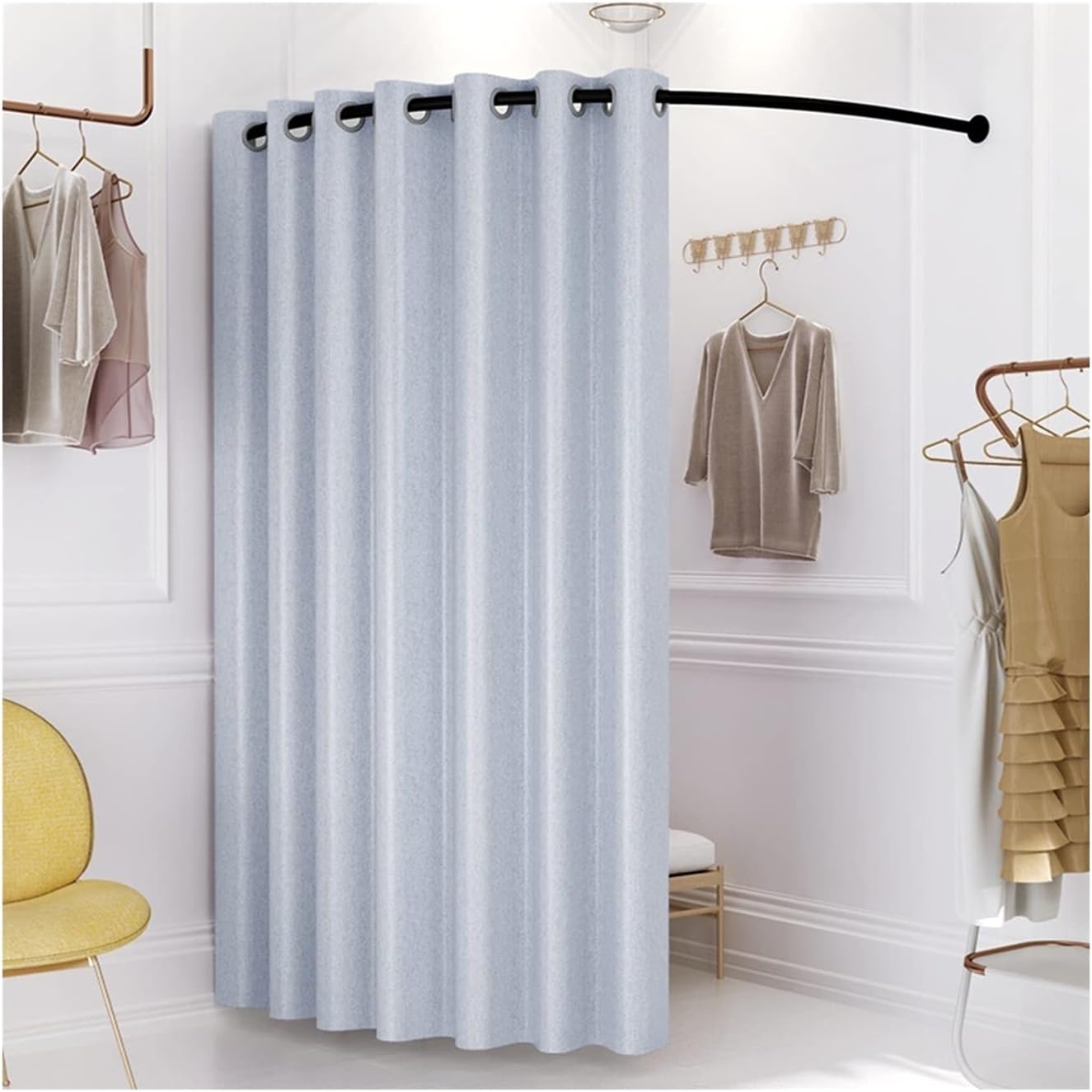 Change Clothes To Cover The Curtain Partition Curtain Clothing Store Fitting Room 90% Shading Rate Thick Fabric Wear-resistant And Dirt-resistant Removable For Cleaning Privacy Partition Locker Room