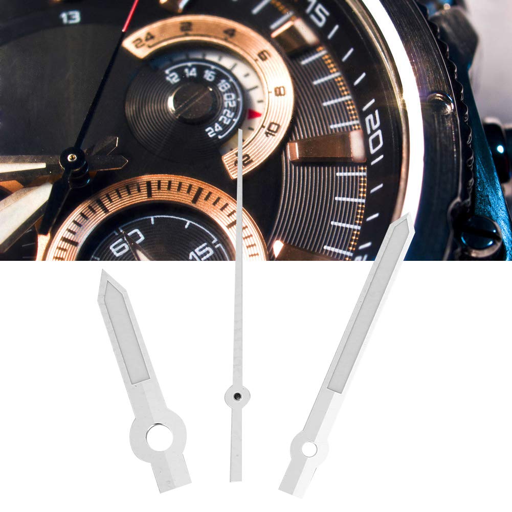 Manecilla del Reloj, Manecilla de Minutos de 0.6 Pulg. Aguja de Reloj de Pulsera de Manecilla de Hora de 0.4 Pulg. Metal de Segunda Mano de 0.6 Pulg. para Hombres para Movimiento ETA2836(Plata)
