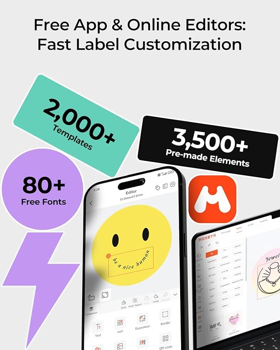 MUNBYN Bluetooth Shipping Label Printer, 4x6 Thermal Label Printer for Small Business, Compatible with iPhone, Android, Windows, macOS, Etsy, Shopify, eBay, Royal Mail, DHL, DPD, Evri, 402B, White