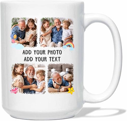 Taza de café blanca con foto personalizada para niños y abuelos, regalos para papá y abuelo, taza de café de cerámica con el mejor abuelo de todos