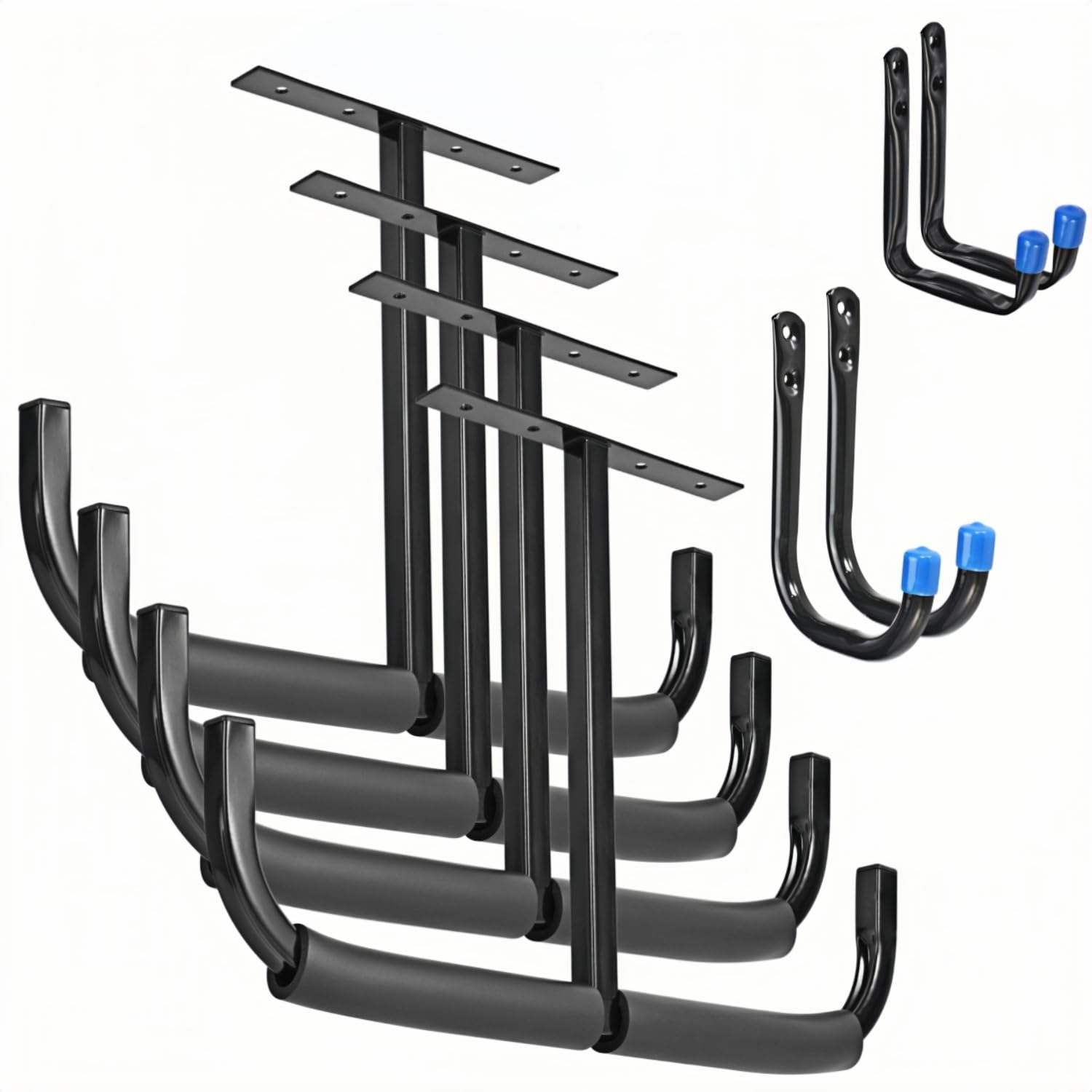 Qinbszad Overhead Garage Storage Rack Ceiling Garage Hooks with Utility Hooks, Heavy Duty Hanger for Ladder Lumber Bike Tools (4, T Type)