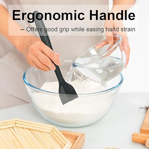 Miniatura 6 de Juego de 6 espátulas de silicona, espátulas de goma resistentes al calor y de acero inoxidable para utensilios de cocina, espátulas grandes y