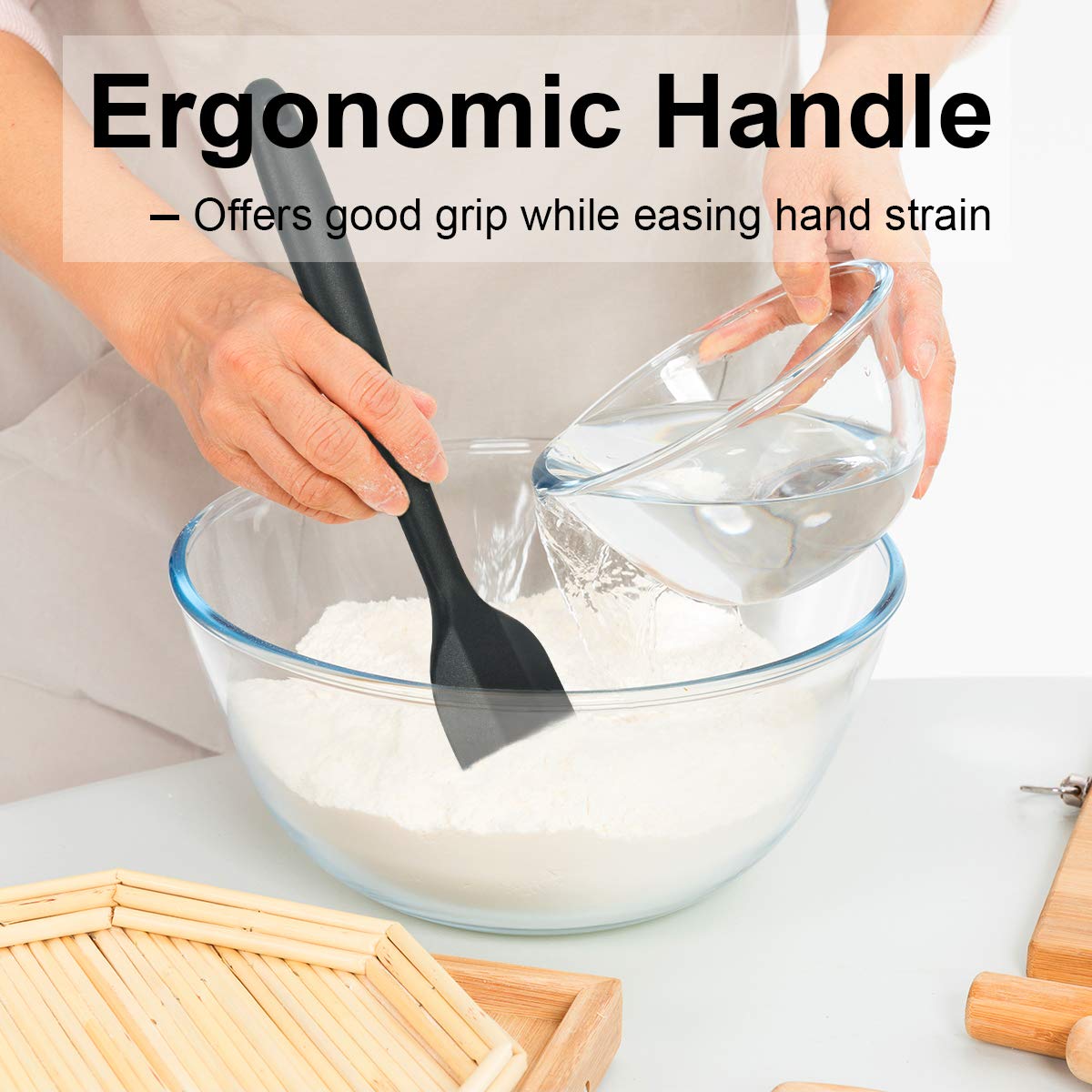 Ensemble de spatules en silicone 6 pièces spatule en caoutchouc résistant à la chaleur noyau en acier inoxydable ustensile de cuisine spatule grande petite spatule de cuisine de cuisson noir