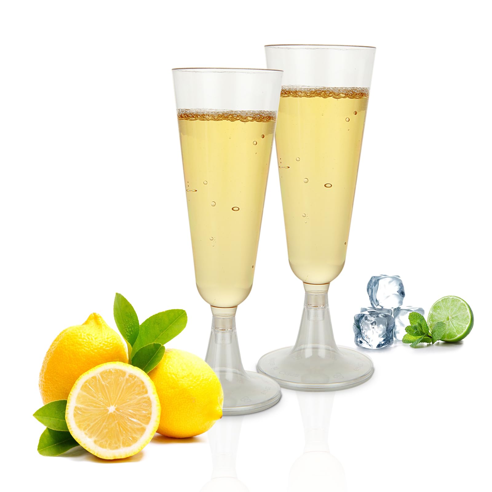 JMIATRY 100 Pezzi Flute Plastica 150ML, Calici Plastica Usa e Getta Riutilizzabile, Calici Vino Riutilizzabile per Feste, Matrimoni, Compleanni