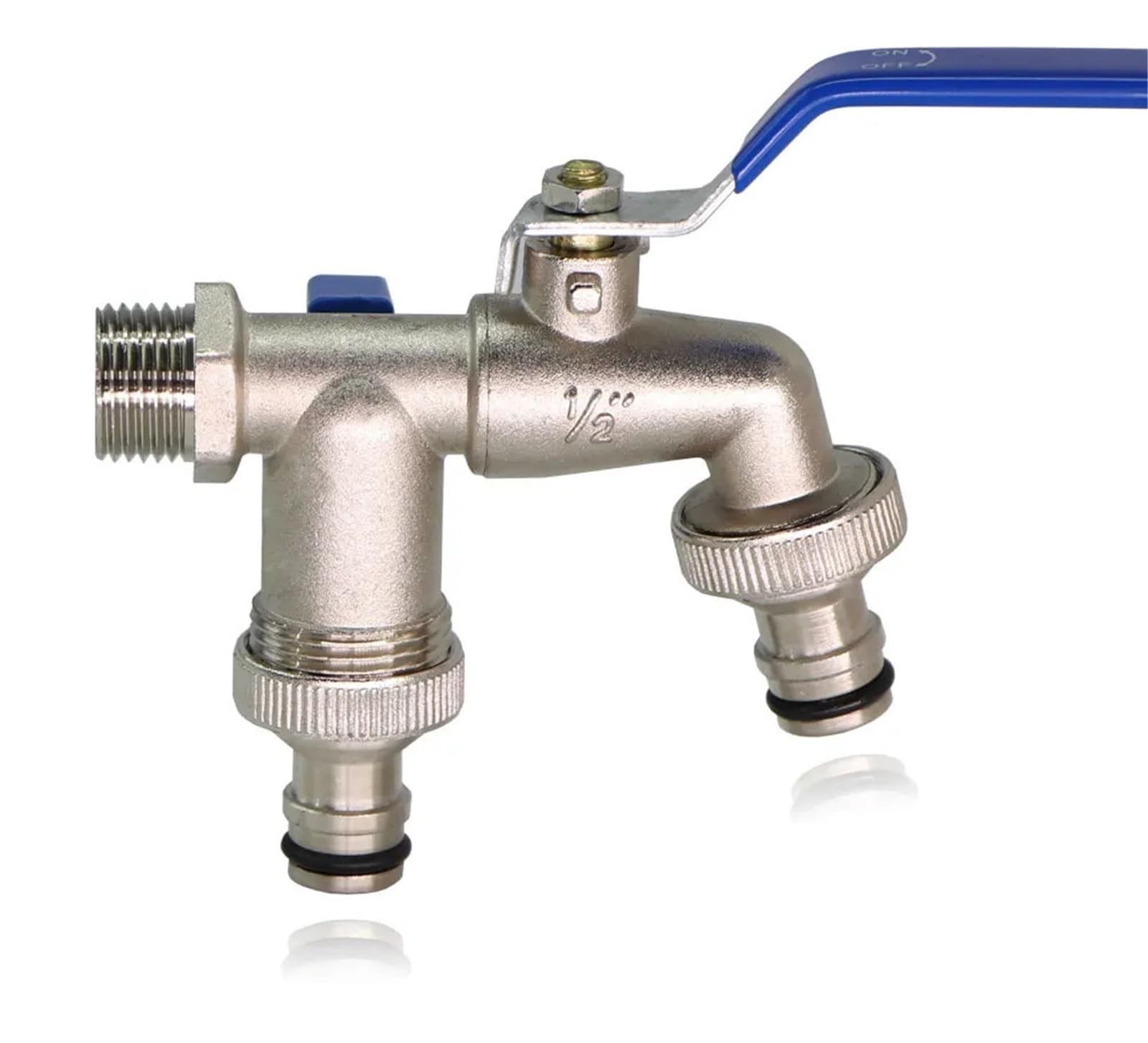 Rubinetto Giardino 1/2 ''X 16mm 3/4'' Rubinetto A Leva Da Giardino Rubinetto Dell'acqua for Esterni Manico Lungo Valvola a sfera a 2 vie a 1 via con connettore for serbatoio IBC