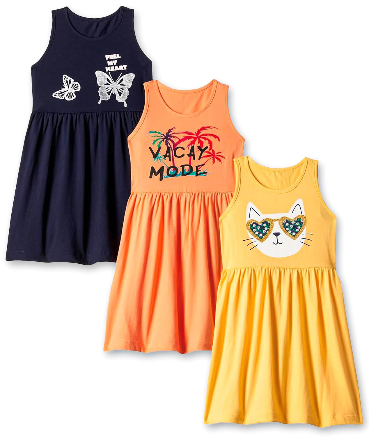 T2F Girls Cotton Knee-Length Casual Dress(Pack of 3)