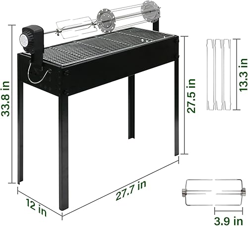 Miniatura 4 de BDL Parrillas de carbón asador portátil con motor, brocheta de cordero para camping, parrilla para jardín, patio, fiesta, picnic, viajes, uso al