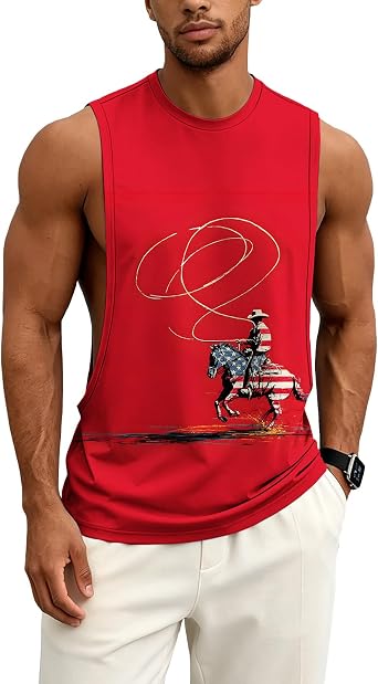 4th of July Shirts for Men America USA Flag Tank Tops 2026 Summer Casual Sleeveless T-Shirts Workout Beach Gym Tops