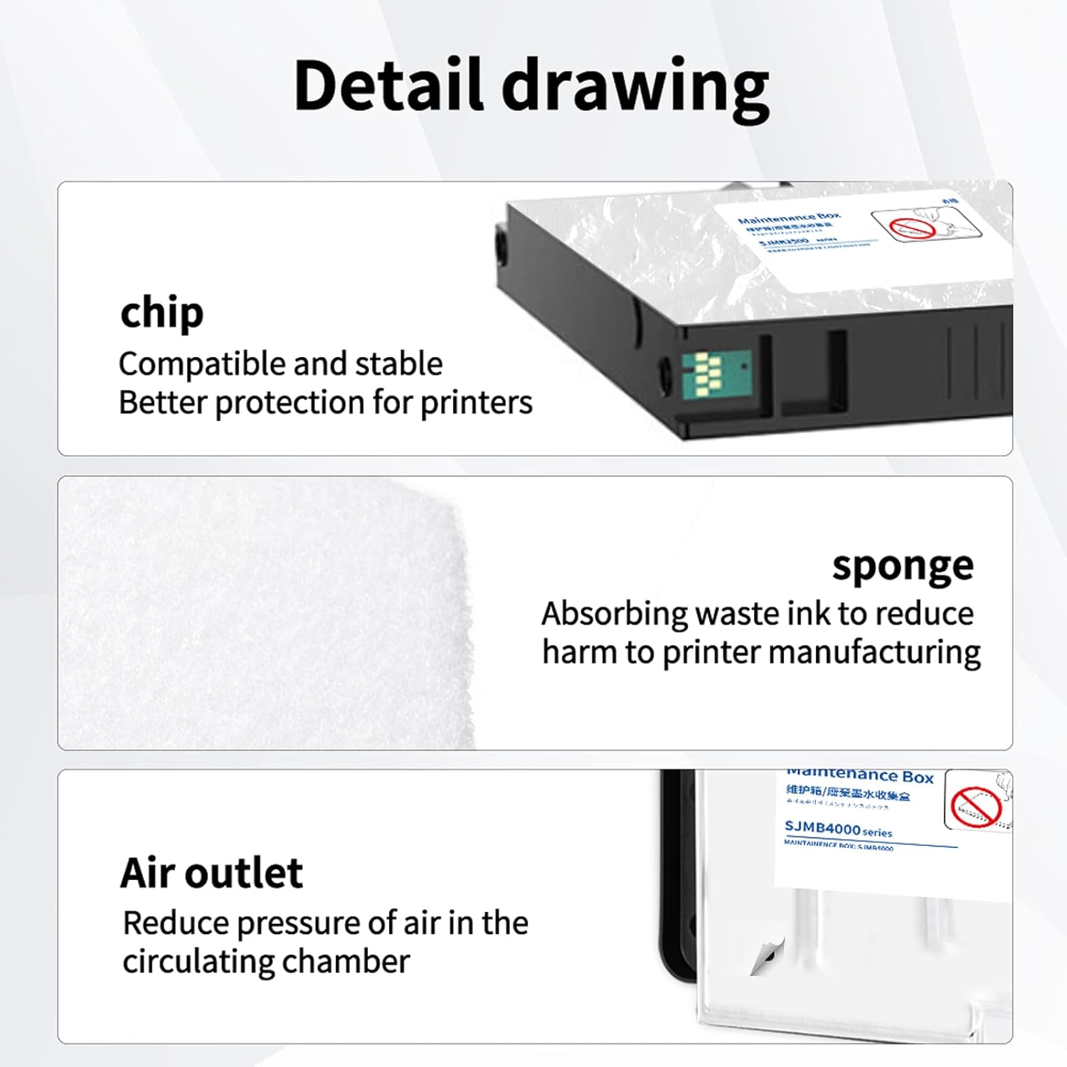 MS.R C4000U Maintenance Box SJMB4000 C33S021601 C33S021602 Replacement for cw-C4000 C4000e C4000u CW4030 Printer(1 Pack)