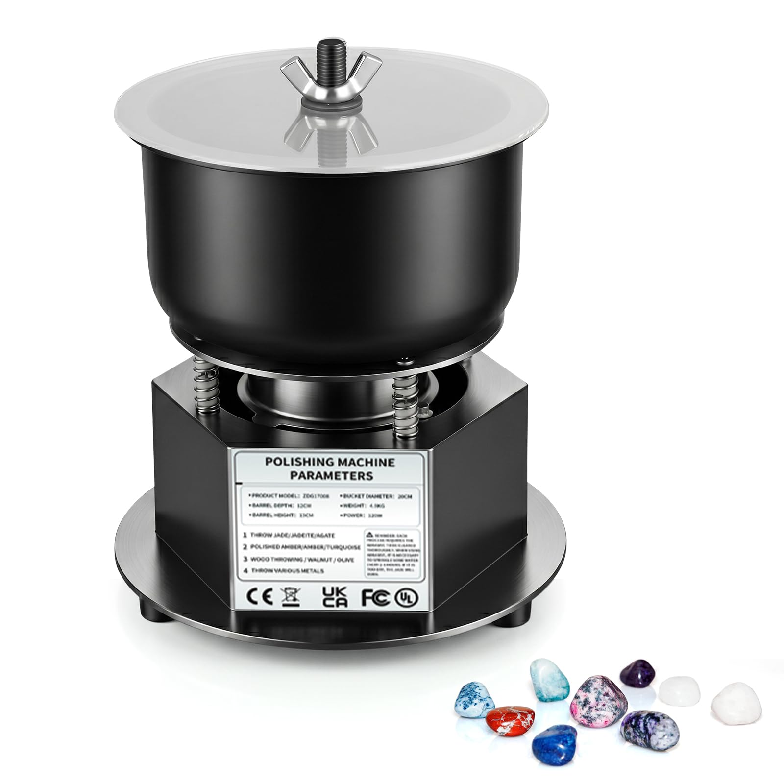 Maszyna do polerowania 6 l/10", 120 W, wibracyjna maszyna do polerowania z wyściółką PU, polerka Rotary Jewelry Tumbler, polerka wibracyjna do biżuterii metalowej, kamieni, monet i małych części