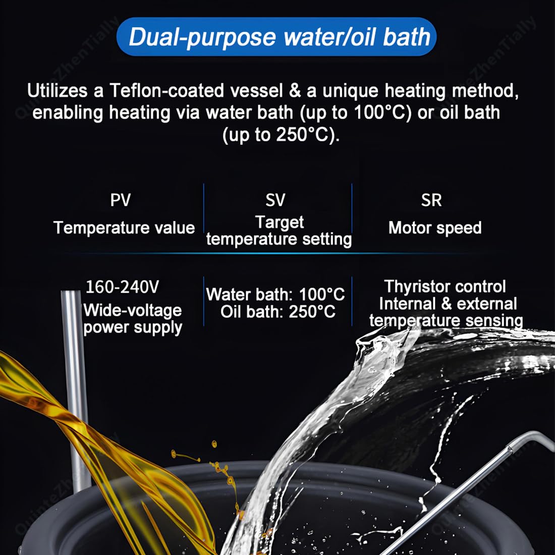 Labormagnetrührer,Digitalanzeige Temperaturregelsystem,Weiß 5L | Intelligenter Magnetrührer,Wasserbad 100 ℃,Ölbad 250 ℃,Geschwindigkeit 50-2000 U/Min,Höhenverstellbares Stativ