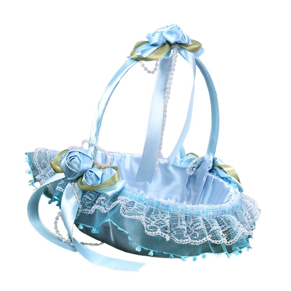 Blumenkorb für Hochzeit, Blau, aus Stoff, für Kinder
