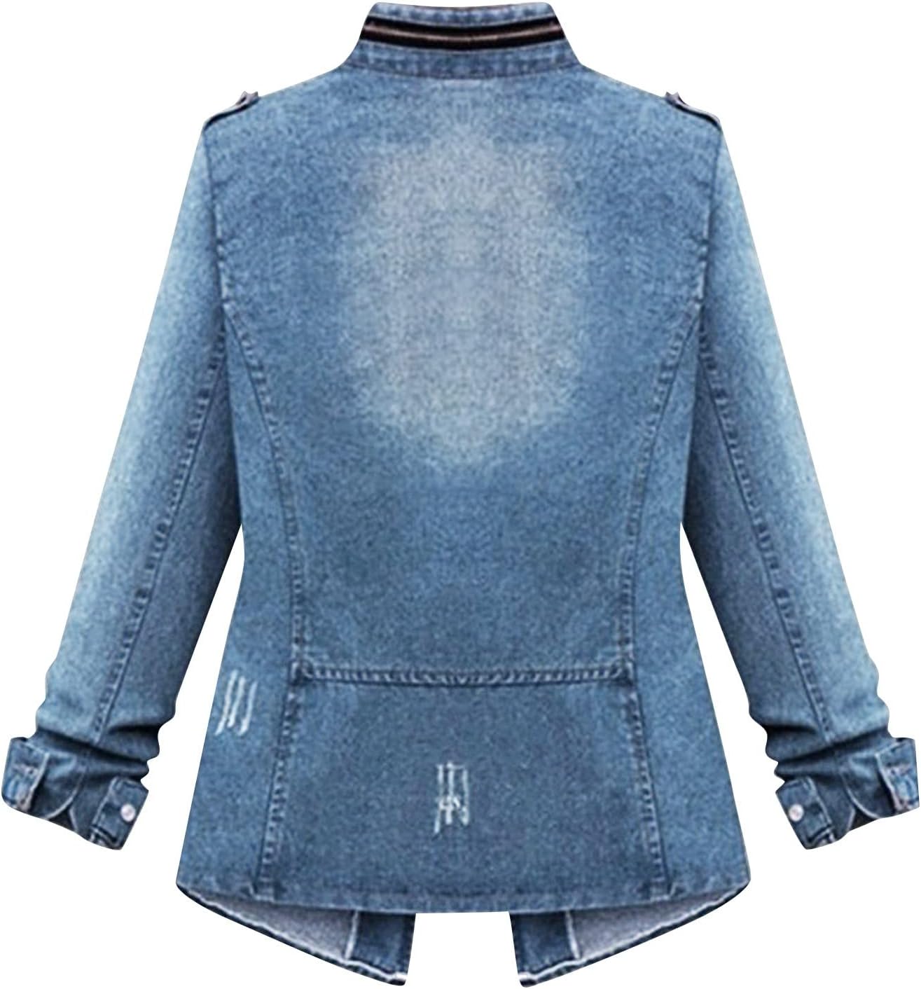 Stylish Casual Women's Jean Jacket Dressy Long Sleeve Plus Size Trendy Denim Outcoat - Fall/Winter