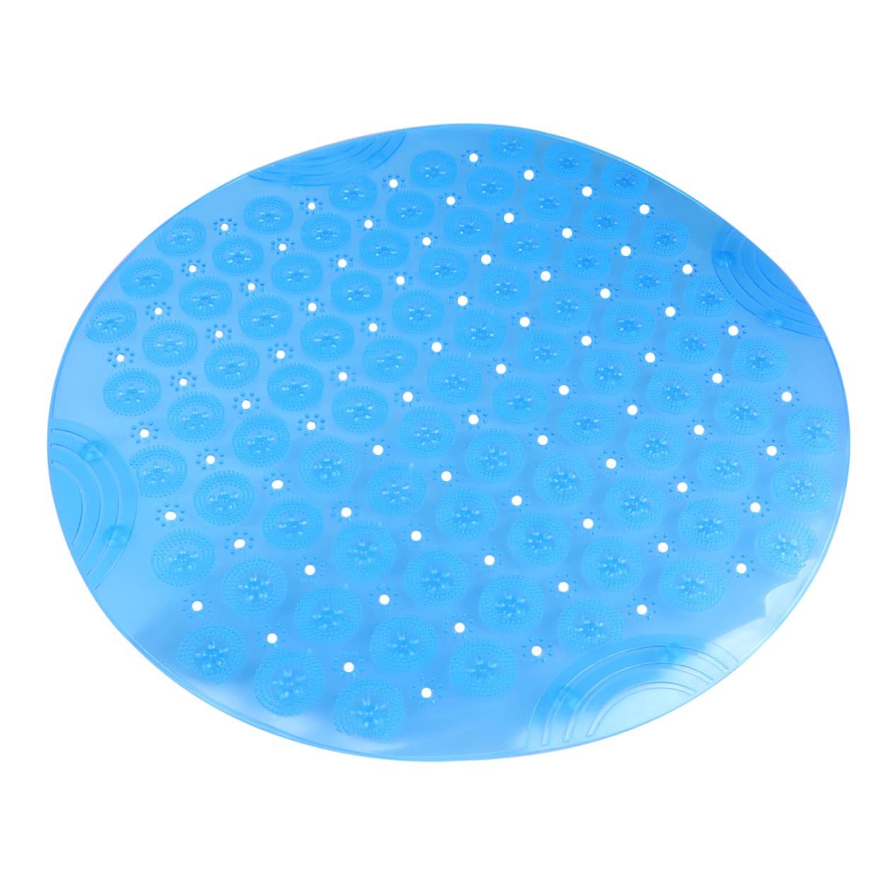 WOONEKY Blau Bodenmatte aus PVC Runde, rutschfeste für Badezimmer und Flur
