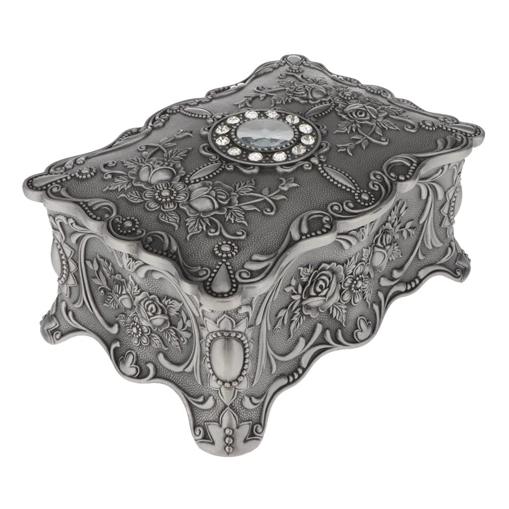 Boîtes à bijoux, Coffret à bijoux ancien vintage gravé motifs floraux