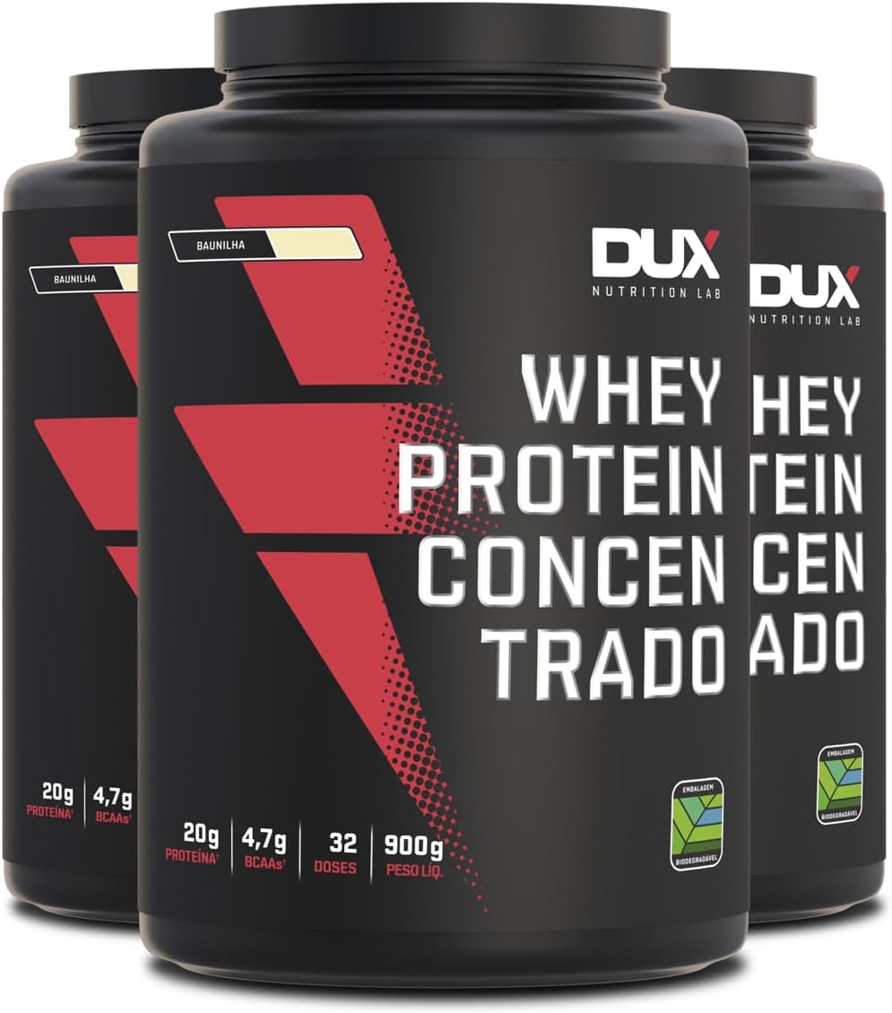 Kit 3 Whey Protein Concentrado Dux Baunilha 900g